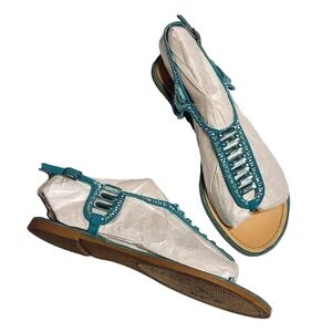 Madden Girl Faux Suede Rhinestone Thong Sandals Aqua Blue